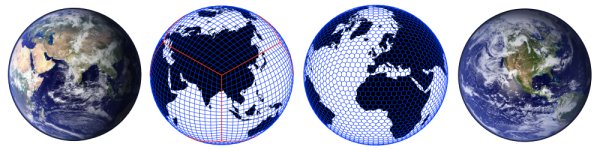 4 Globe views of the world